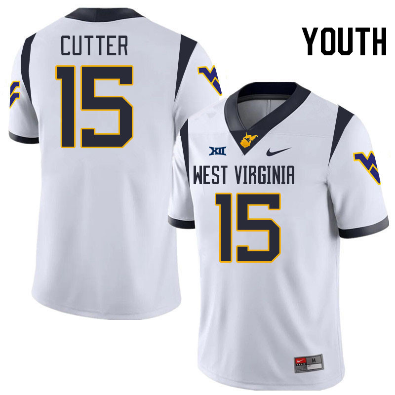 Youth #15 Ben Cutter West Virginia Mountaineers College 2024 New Uniforms Football Jerseys Stitched